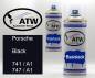 Preview: Porsche, Black, 741 / A1 747 / A1: 400ml Sprühdose + 400ml Klarlack - Set, von ATW Autoteile West.